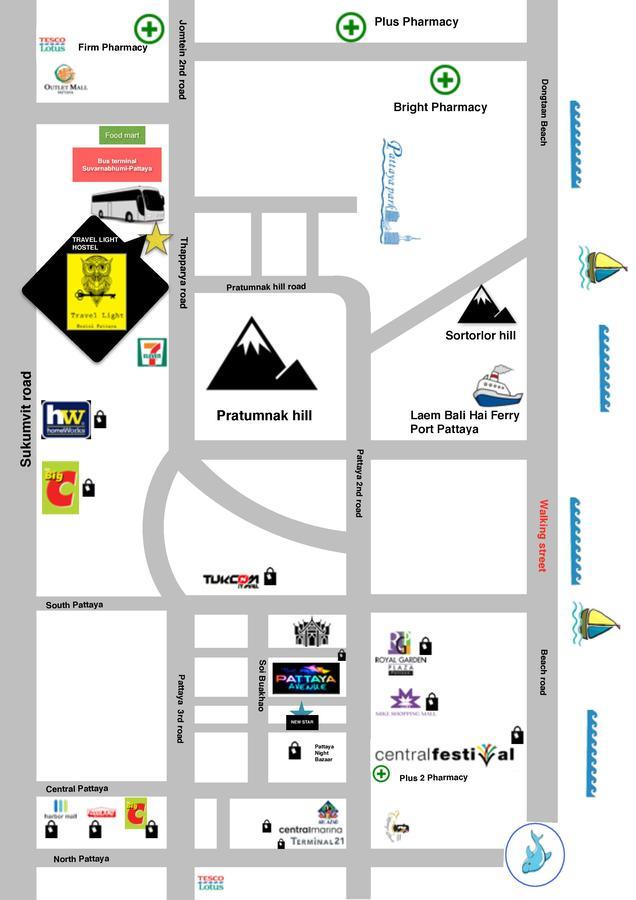 Travel Light Hostel Pattaya Eksteriør bilde